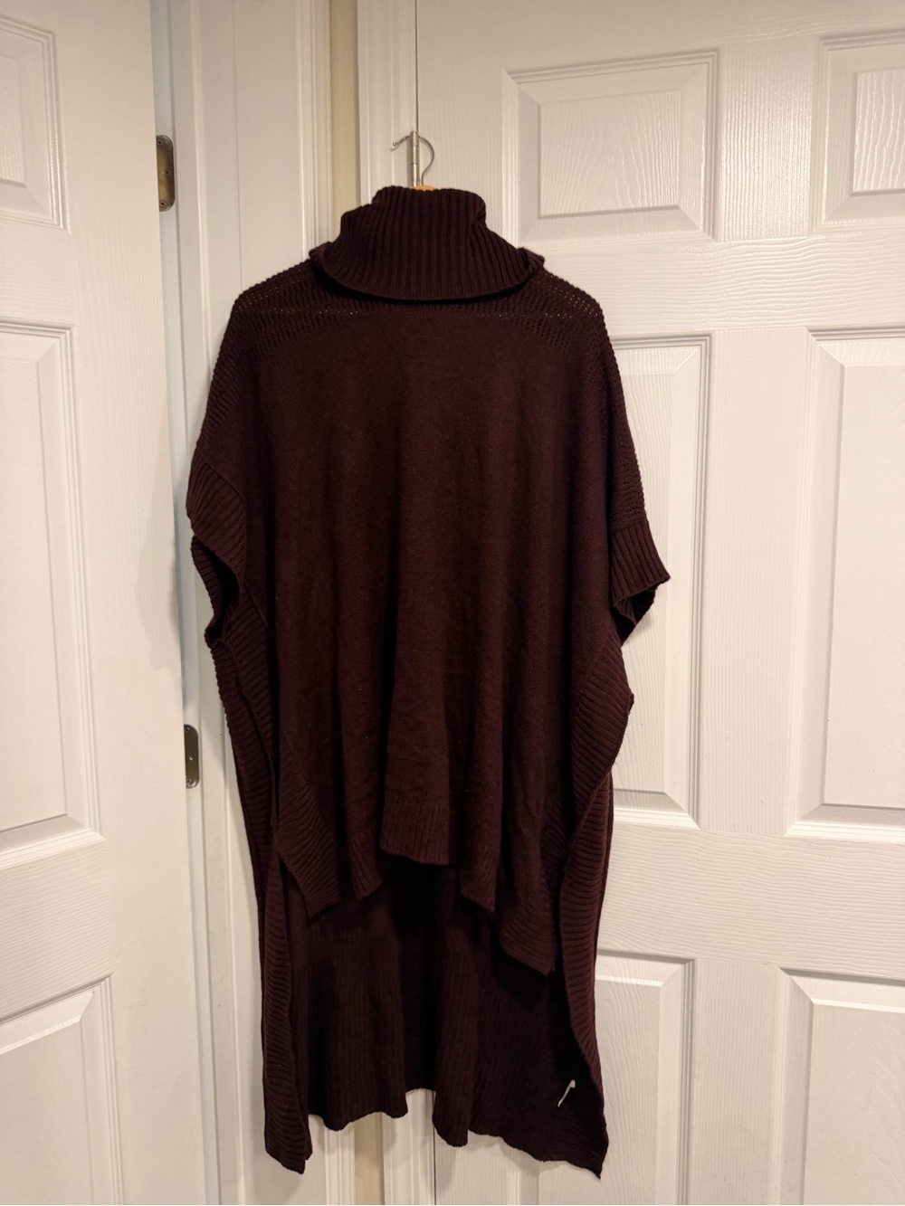 Oversized Turtleneck Poncho Sweater - Deep Plum